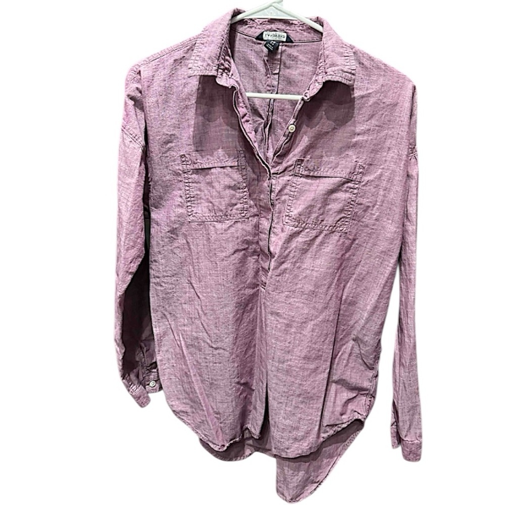 Lands' End Purple Button-Up Shirt XS